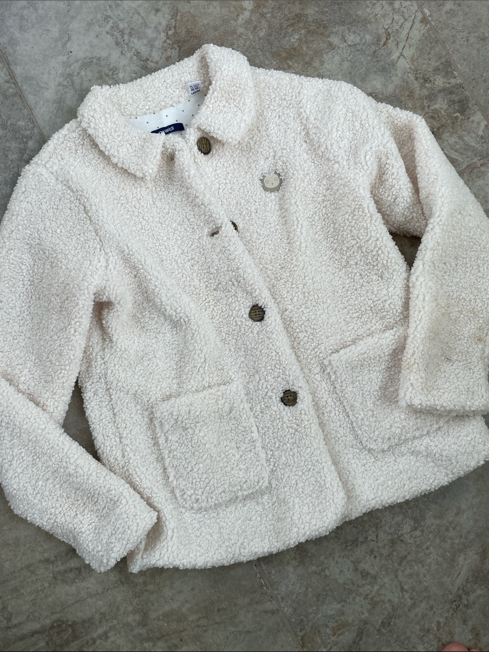 Okaidi Girls cream Teddy Jacket